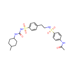 CC(=O)Nc1ccc(S(=O)(=O)NCCc2ccc(S(=O)(=O)NC(=O)NC3CCC(C)CC3)cc2)cc1 ZINC000042889502