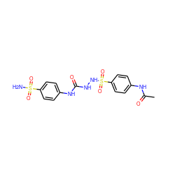 CC(=O)Nc1ccc(S(=O)(=O)NNC(=O)Nc2ccc(S(N)(=O)=O)cc2)cc1 ZINC000299832196