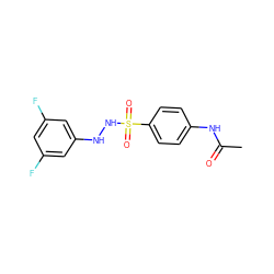 CC(=O)Nc1ccc(S(=O)(=O)NNc2cc(F)cc(F)c2)cc1 ZINC000299840004