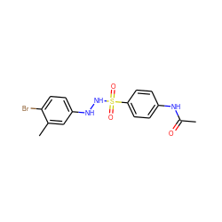 CC(=O)Nc1ccc(S(=O)(=O)NNc2ccc(Br)c(C)c2)cc1 ZINC000097950510