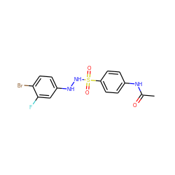 CC(=O)Nc1ccc(S(=O)(=O)NNc2ccc(Br)c(F)c2)cc1 ZINC000299833997