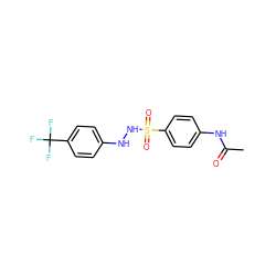 CC(=O)Nc1ccc(S(=O)(=O)NNc2ccc(C(F)(F)F)cc2)cc1 ZINC000299839691