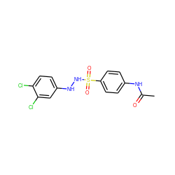 CC(=O)Nc1ccc(S(=O)(=O)NNc2ccc(Cl)c(Cl)c2)cc1 ZINC000299835285