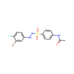 CC(=O)Nc1ccc(S(=O)(=O)NNc2ccc(F)c(Br)c2)cc1 ZINC000299840518