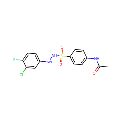 CC(=O)Nc1ccc(S(=O)(=O)NNc2ccc(F)c(Cl)c2)cc1 ZINC000299836931