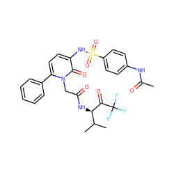 CC(=O)Nc1ccc(S(=O)(=O)Nc2ccc(-c3ccccc3)n(CC(=O)N[C@@H](C(=O)C(F)(F)F)C(C)C)c2=O)cc1 ZINC000003932782