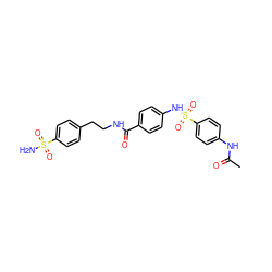 CC(=O)Nc1ccc(S(=O)(=O)Nc2ccc(C(=O)NCCc3ccc(S(N)(=O)=O)cc3)cc2)cc1 ZINC000095554661