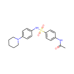 CC(=O)Nc1ccc(S(=O)(=O)Nc2ccc(N3CCCCC3)cc2)cc1 ZINC000006857062