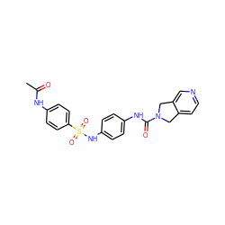 CC(=O)Nc1ccc(S(=O)(=O)Nc2ccc(NC(=O)N3Cc4ccncc4C3)cc2)cc1 ZINC000166470710