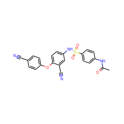 CC(=O)Nc1ccc(S(=O)(=O)Nc2ccc(Oc3ccc(C#N)cc3)c(C#N)c2)cc1 ZINC001772637184