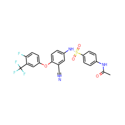 CC(=O)Nc1ccc(S(=O)(=O)Nc2ccc(Oc3ccc(F)c(C(F)(F)F)c3)c(C#N)c2)cc1 ZINC001772598819