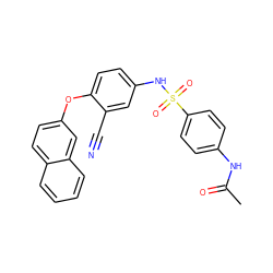 CC(=O)Nc1ccc(S(=O)(=O)Nc2ccc(Oc3ccc4ccccc4c3)c(C#N)c2)cc1 ZINC001772655401