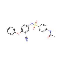 CC(=O)Nc1ccc(S(=O)(=O)Nc2ccc(Oc3ccccc3)c(C#N)c2)cc1 ZINC000488388843