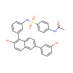 CC(=O)Nc1ccc(S(=O)(=O)Nc2cccc(-c3c(O)ccc4cc(-c5cccc(O)c5)ccc34)c2)cc1 ZINC000084710877