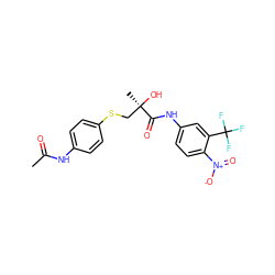 CC(=O)Nc1ccc(SC[C@@](C)(O)C(=O)Nc2ccc([N+](=O)[O-])c(C(F)(F)F)c2)cc1 ZINC000003814372