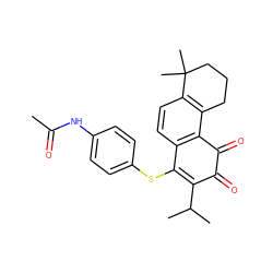 CC(=O)Nc1ccc(SC2=C(C(C)C)C(=O)C(=O)c3c2ccc2c3CCCC2(C)C)cc1 ZINC000036088370