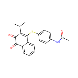 CC(=O)Nc1ccc(SC2=C(C(C)C)C(=O)C(=O)c3ccccc32)cc1 ZINC000036088379