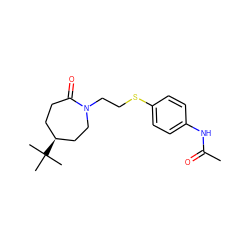 CC(=O)Nc1ccc(SCCN2CC[C@@H](C(C)(C)C)CCC2=O)cc1 ZINC000036382898
