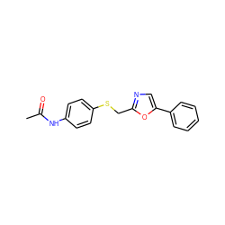 CC(=O)Nc1ccc(SCc2ncc(-c3ccccc3)o2)cc1 ZINC000006559967