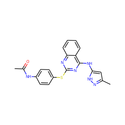 CC(=O)Nc1ccc(Sc2nc(Nc3cc(C)n[nH]3)c3ccccc3n2)cc1 ZINC000045495034