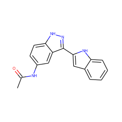 CC(=O)Nc1ccc2[nH]nc(-c3cc4ccccc4[nH]3)c2c1 ZINC000066112967