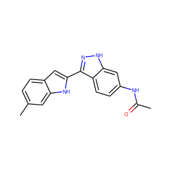 CC(=O)Nc1ccc2c(-c3cc4ccc(C)cc4[nH]3)n[nH]c2c1 ZINC000066066391