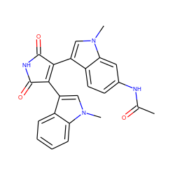 CC(=O)Nc1ccc2c(C3=C(c4cn(C)c5ccccc45)C(=O)NC3=O)cn(C)c2c1 ZINC000013447785