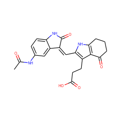 CC(=O)Nc1ccc2c(c1)/C(=C/c1[nH]c3c(c1CCC(=O)O)C(=O)CCC3)C(=O)N2 ZINC000058574714