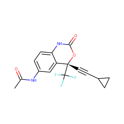 CC(=O)Nc1ccc2c(c1)[C@@](C#CC1CC1)(C(F)(F)F)OC(=O)N2 ZINC000005856857