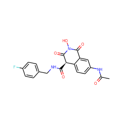 CC(=O)Nc1ccc2c(c1)C(=O)N(O)C(=O)[C@@H]2C(=O)NCc1ccc(F)cc1 ZINC000169349212