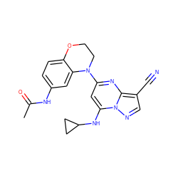 CC(=O)Nc1ccc2c(c1)N(c1cc(NC3CC3)n3ncc(C#N)c3n1)CCO2 ZINC000084654486