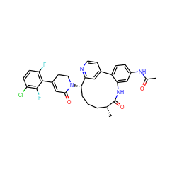 CC(=O)Nc1ccc2c(c1)NC(=O)[C@H](C)CCC[C@H](N1CCC(c3c(F)ccc(Cl)c3F)=CC1=O)c1cc-2ccn1 ZINC000220118403