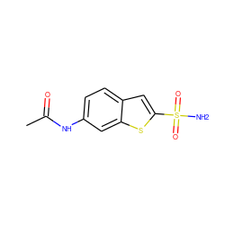 CC(=O)Nc1ccc2cc(S(N)(=O)=O)sc2c1 ZINC000026575366