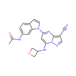 CC(=O)Nc1ccc2ccn(-c3cc(NC4COC4)n4ncc(C#N)c4n3)c2c1 ZINC000084712717