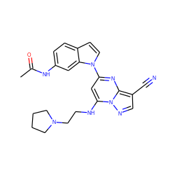 CC(=O)Nc1ccc2ccn(-c3cc(NCCN4CCCC4)n4ncc(C#N)c4n3)c2c1 ZINC000084711038