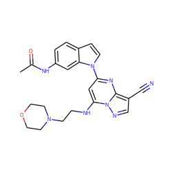 CC(=O)Nc1ccc2ccn(-c3cc(NCCN4CCOCC4)n4ncc(C#N)c4n3)c2c1 ZINC000084654530