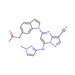 CC(=O)Nc1ccc2ccn(-c3cc(Nc4ccn(C)n4)n4ncc(C#N)c4n3)c2c1 ZINC000084712715