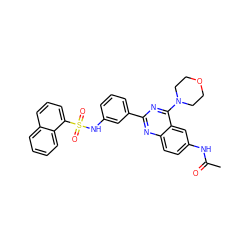 CC(=O)Nc1ccc2nc(-c3cccc(NS(=O)(=O)c4cccc5ccccc45)c3)nc(N3CCOCC3)c2c1 ZINC000299832722