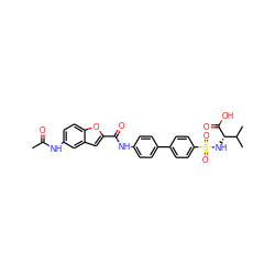 CC(=O)Nc1ccc2oc(C(=O)Nc3ccc(-c4ccc(S(=O)(=O)N[C@H](C(=O)O)C(C)C)cc4)cc3)cc2c1 ZINC000028462973