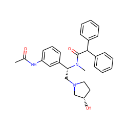 CC(=O)Nc1cccc([C@@H](CN2CC[C@H](O)C2)N(C)C(=O)C(c2ccccc2)c2ccccc2)c1 ZINC000027741574