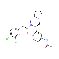 CC(=O)Nc1cccc([C@H](CN2CCCC2)N(C)C(=O)Cc2ccc(Cl)c(Cl)c2)c1 ZINC000013446391