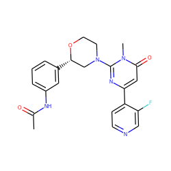 CC(=O)Nc1cccc([C@H]2CN(c3nc(-c4ccncc4F)cc(=O)n3C)CCO2)c1 ZINC000113077614