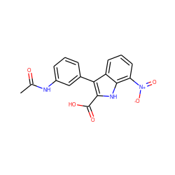 CC(=O)Nc1cccc(-c2c(C(=O)O)[nH]c3c([N+](=O)[O-])cccc23)c1 ZINC000103244208