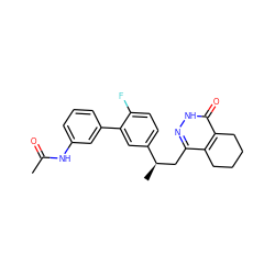 CC(=O)Nc1cccc(-c2cc([C@H](C)Cc3n[nH]c(=O)c4c3CCCC4)ccc2F)c1 ZINC000169220604