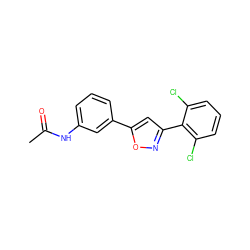 CC(=O)Nc1cccc(-c2cc(-c3c(Cl)cccc3Cl)no2)c1 ZINC000000076310