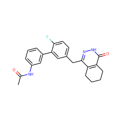 CC(=O)Nc1cccc(-c2cc(Cc3n[nH]c(=O)c4c3CCCC4)ccc2F)c1 ZINC000139641460