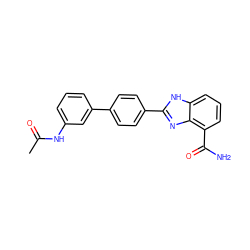 CC(=O)Nc1cccc(-c2ccc(-c3nc4c(C(N)=O)cccc4[nH]3)cc2)c1 ZINC000474604773