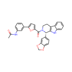 CC(=O)Nc1cccc(-c2ccc(C(=O)N3CCc4c([nH]c5ccccc45)[C@@H]3c3ccc4c(c3)OCO4)o2)c1 ZINC000013487968