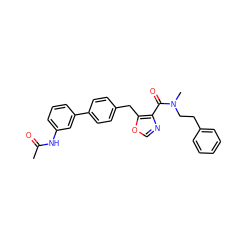 CC(=O)Nc1cccc(-c2ccc(Cc3ocnc3C(=O)N(C)CCc3ccccc3)cc2)c1 ZINC000028822763