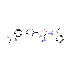 CC(=O)Nc1cccc(-c2ccc(Cc3ocnc3C(=O)NC[C@@H](C)c3ccccc3)cc2)c1 ZINC000028822742